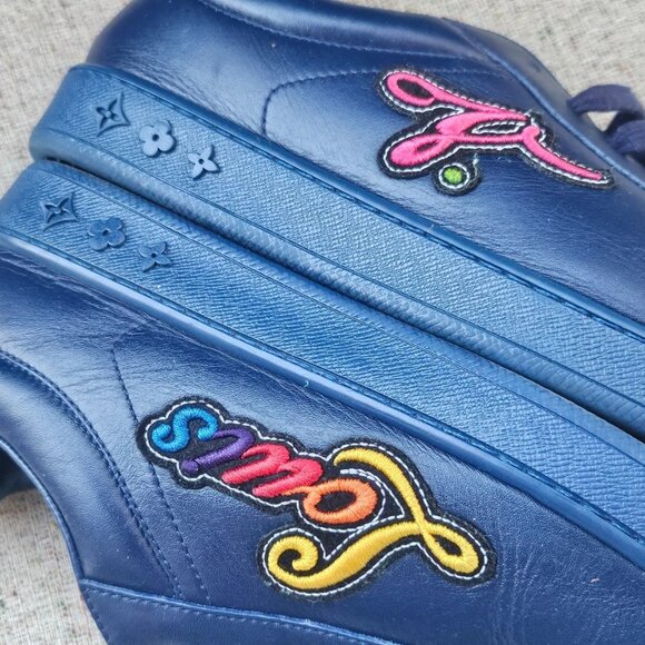 Louis Vuitton Men Shoes Blue Luxembourg Sneaker Leather Made in Italy Size 6 - Picture 8 of 12